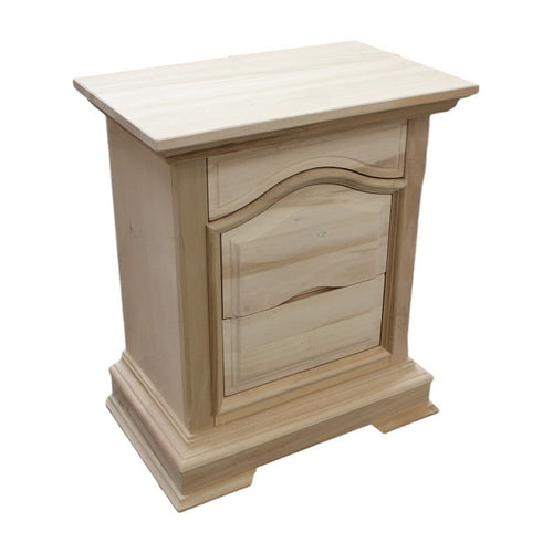 MOBILI 2G -  Comodino classico 3 cassetti legno grezzo 60x37x71 (496)