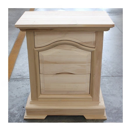 MOBILI 2G -  Comodino classico 3 cassetti legno grezzo 60x37x71 (496)