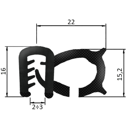 Guarnizione lamiera cabine in rotolo da 5 metri