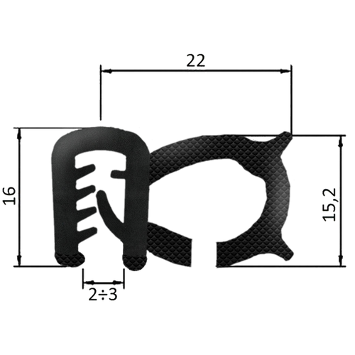 Guarnizione lamiera cabine in rotolo da 5 metri
