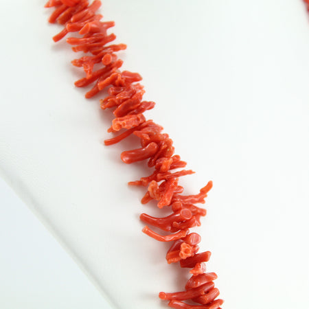 Collana donna filo corallo rosso a frange e chiusura in argento