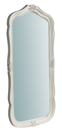 Biscottini Specchiera da parete in legno finitura bianco anticato L47xPR4xH100 cm Made in Italy