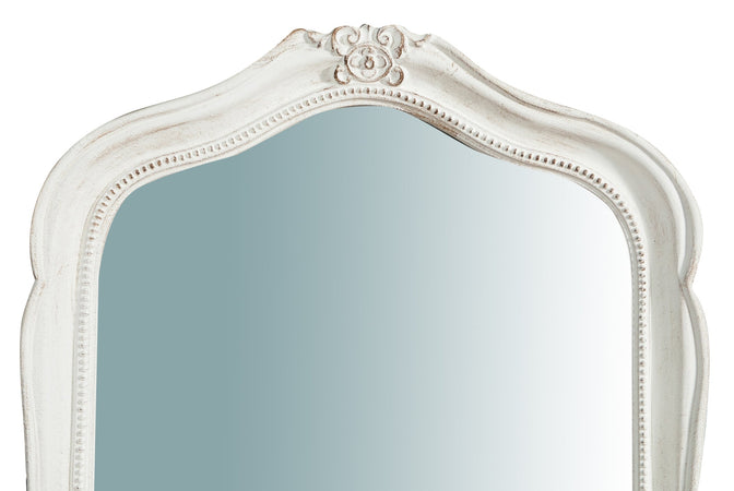 Biscottini Specchiera da parete in legno finitura bianco anticato L47xPR4xH100 cm Made in Italy