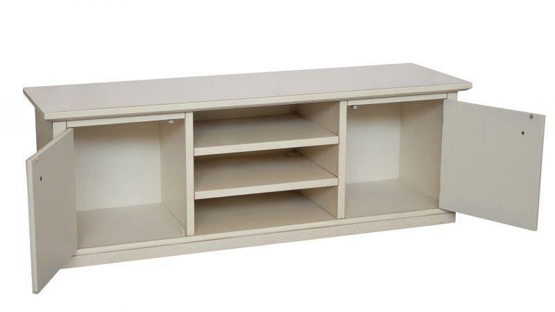 MOBILI 2G - Porta tv 2 ante legno shabby bianco decori 160x46x56