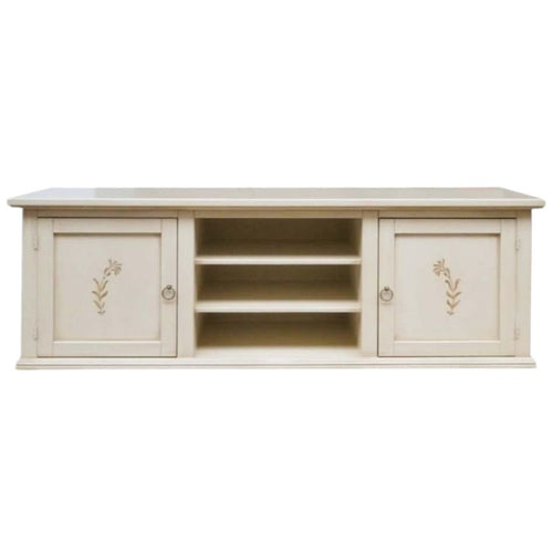 MOBILI 2G - Porta tv 2 ante legno shabby avorio decori 160x46x56