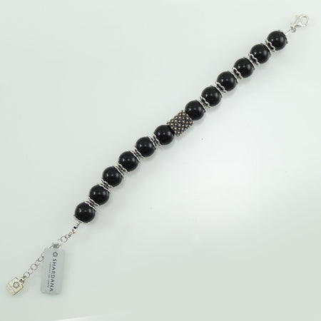 Bracciale portafortuna Su Coccu sfere onice e filigrana d'argento