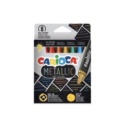 Carioca, Pastelli a cera maxi wax Metallic, 8 pz