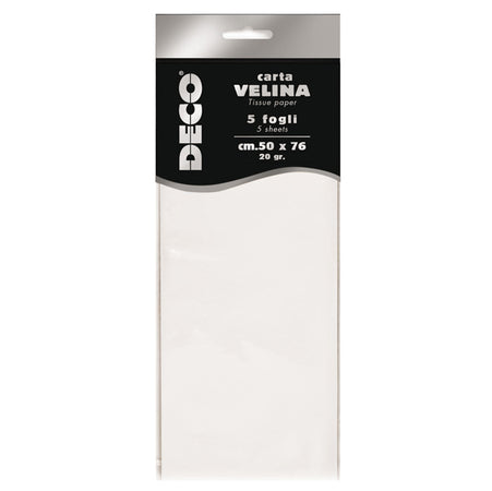 Busta 5 Fogli Carta Velina 20Gr 50X76Cm Bianco Deco