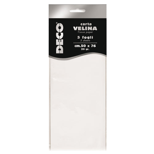 Busta 5 Fogli Carta Velina 20Gr 50X76Cm Bianco Deco