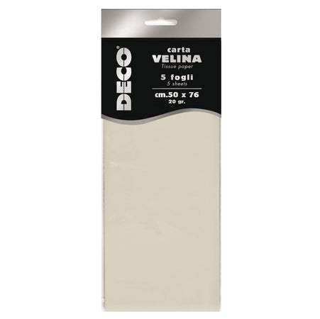 Busta 5 Fogli Carta Velina 20Gr 50X76Cm Avorio Deco