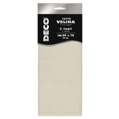 Busta 5 Fogli Carta Velina 20Gr 50X76Cm Avorio Deco