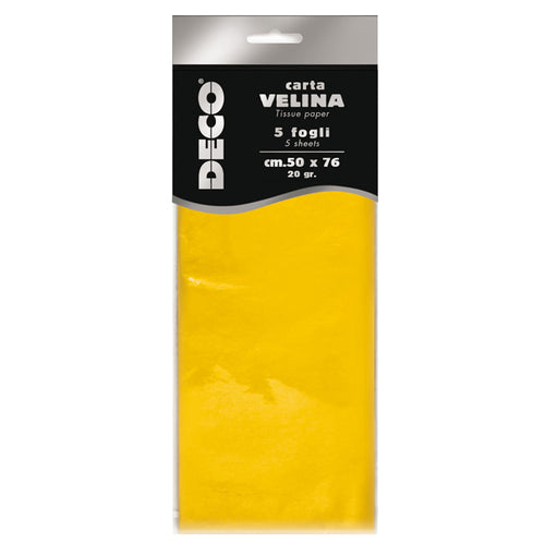 Busta 5 Fogli Carta Velina 20Gr 50X76Cm Giallo Deco