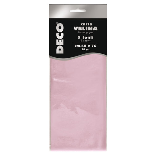 Busta 5 Fogli Carta Velina 20Gr 50X76Cm Rosa Deco