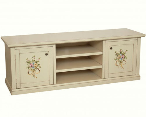 MOBILI 2G - Porta tv 2 ante legno shabby avorio decori 160x46x56