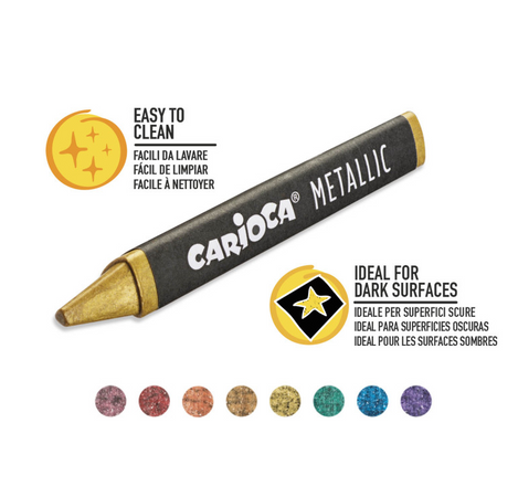 Carioca, Pastelli a cera maxi wax Metallic, 8 pz