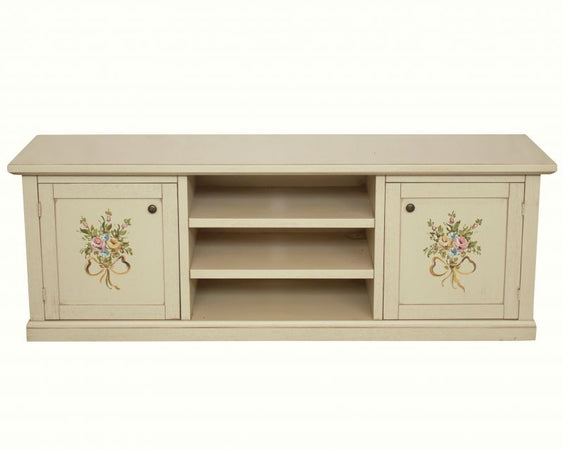 MOBILI 2G - Porta tv 2 ante legno shabby avorio decori 160x46x56