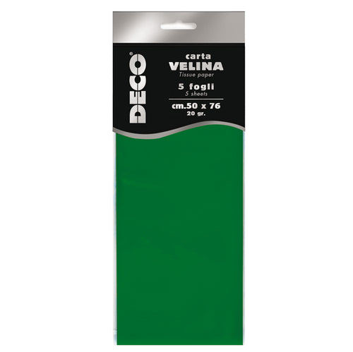 Busta 5 Fogli Carta Velina 20Gr 50X76Cm Verde Chiaro Deco