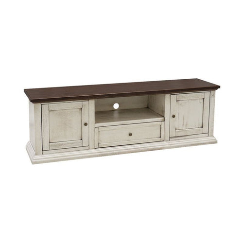 MOBILI 2G - Porta tv 2 ante legno shabby bianco anticato noce 160x46x56