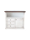 MOBILI 2G - Porta tv 1 anta 3 cassetti legno shabby bianco anticato noce 84x40x80