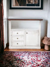 MOBILI 2G - Porta tv 1 anta 3 cassetti legno shabby bianco anticato noce 84x40x80