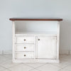 MOBILI 2G - Porta tv 1 anta 3 cassetti legno shabby bianco anticato noce 84x40x80