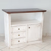 MOBILI 2G - Porta tv 1 anta 3 cassetti legno shabby bianco anticato noce 84x40x80