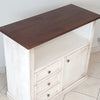 MOBILI 2G - Porta tv 1 anta 3 cassetti legno shabby bianco anticato noce 84x40x80