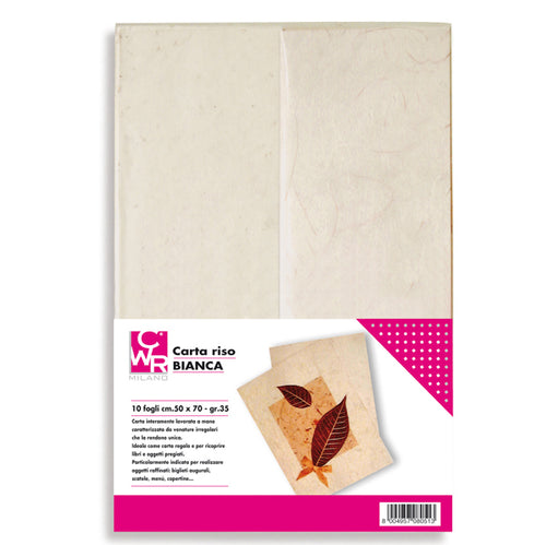 Confezione Da 10 Fogli Carta Riso Gr 25 50X70Cm Bianco Cwr