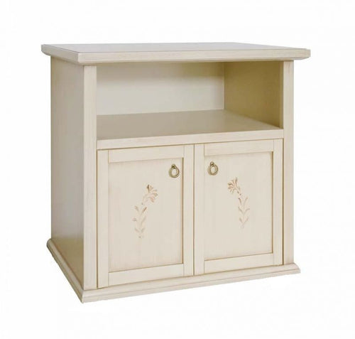 MOBILI 2G - Porta tv 2 ante legno shabby avorio patinato 84x40x80