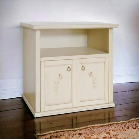 MOBILI 2G - Porta tv 2 ante legno shabby avorio patinato 84x40x80