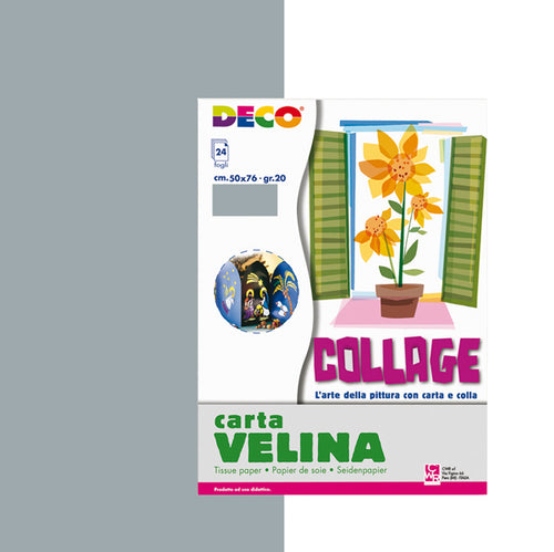 Busta Di Carta Velina 24Fg 50X76Cm Argento Deco