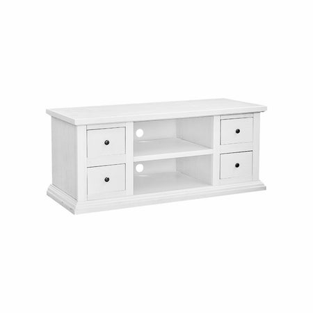 MOBILI 2G - Porta tv 4 cassetti 2 vani a giorno shabby bianco 120x50x53