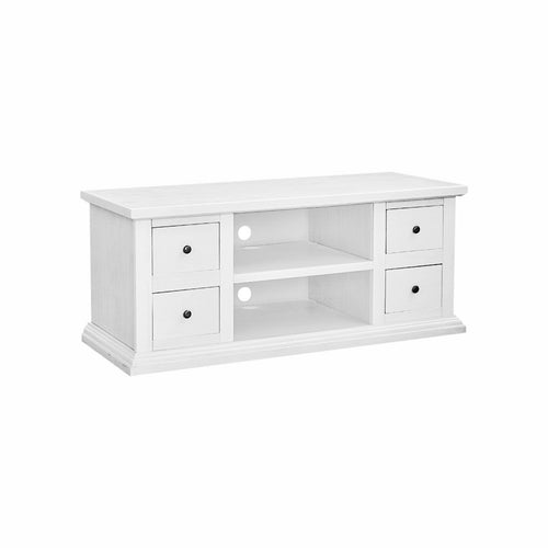 MOBILI 2G - Porta tv 4 cassetti 2 vani a giorno shabby bianco 120x50x53