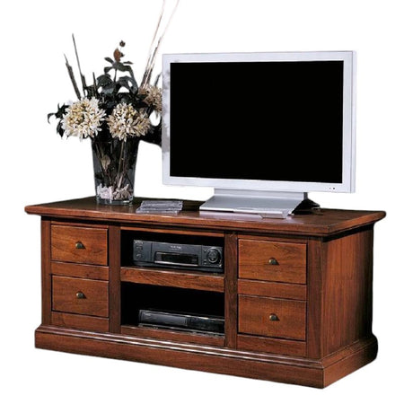 Porta tv classico 4 cassetti 2 vani tinta noce 115x46x54