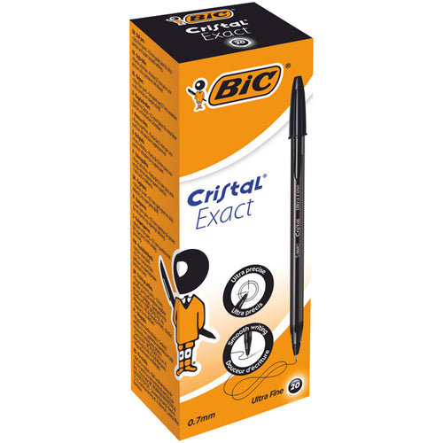 Scatola 20 Penna Sfera Con Cappuccio Cristal Exact 0.7Mm Nero Bic