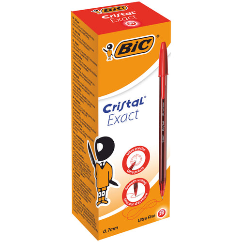 Scatola 20 Penna Sfera Con Cappuccio Cristal Exact 0.7Mm Rosso Bic