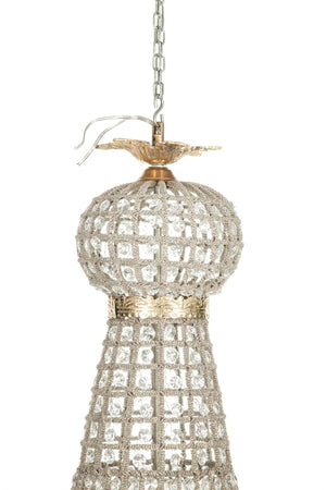 Biscottini Lampadario in fusione di ottone e gemme in cristallo