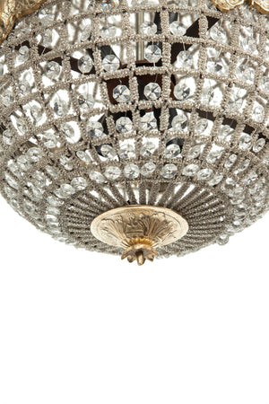 Biscottini Lampadario in fusione di ottone e gemme in cristallo