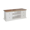 MOBILI 2G - Porta tv 4 cassetti 2 vani a giorno shabby bianco e naturale 120x50x53