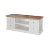 MOBILI 2G - Porta tv 4 cassetti 2 vani a giorno shabby bianco e naturale 120x50x53