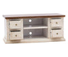 MOBILI 2G - Porta tv 4 cassetti shabby bianco anticato e noce 120x50x53