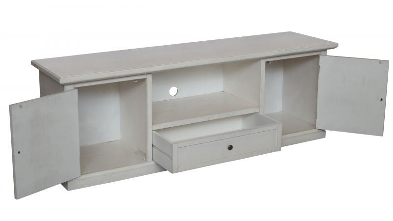 MOBILI 2G - Porta tv 2 ante legno shabby bianco anticato 160x46x56