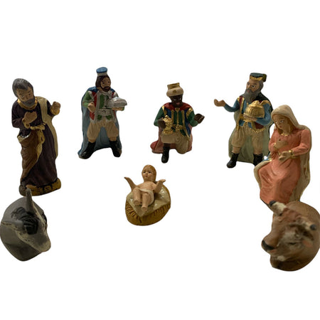 Natività da 7 pezzi statuetta in terracotta artigianale per presepe napoletano da h 7 cm