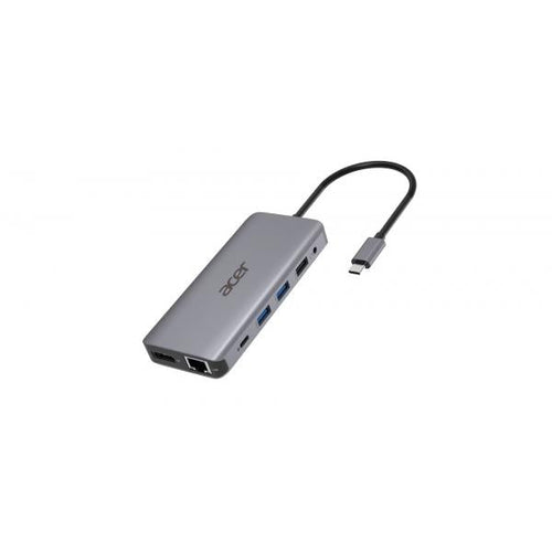 Acer 12-in-1 Type-C Dongle Cablato USB 3.2 Gen 1 [3.1 Gen 1] Type-C Argento (12-IN-1 TYPE-C DONGLE - 2xUSB3.2 2xUSB2.0 2xHDMI - DisplayPort Type C PowerDelivery SD Card reader TF Card reader 1000M Et