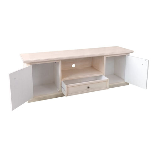 MOBILI 2G - Porta tv 2 ante 1 cassetto legno bianco anticato 160x46x56