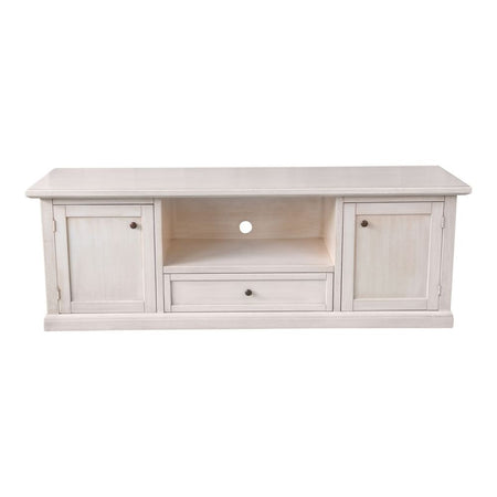 MOBILI 2G - Porta tv 2 ante 1 cassetto legno bianco anticato 160x46x56