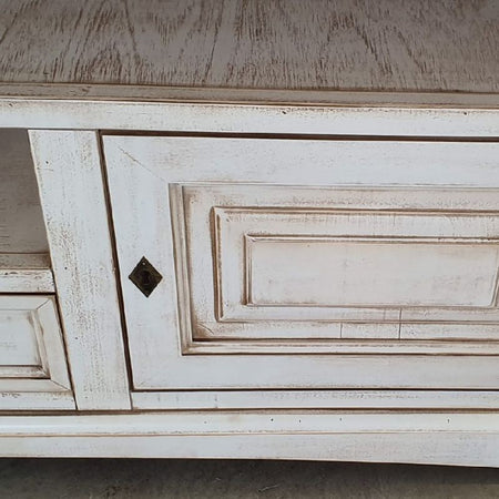 MOBILI 2G - Mobile porta tv goccia shabby legno bianco anticato 170x46x69