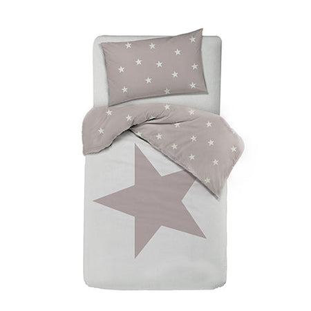 Set copripiumino federe letto 100% cotone stampa digitale STELLA ROSA/STELLINE