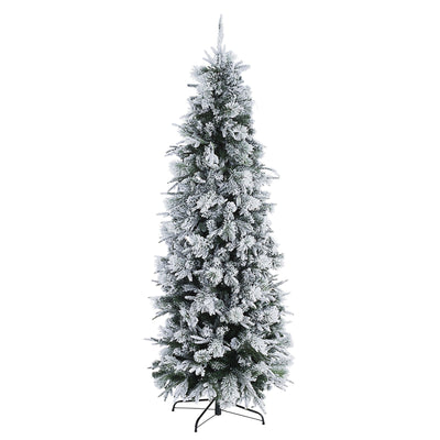 Albero di natale innevato Dresda Slim in PE Real touch + PP Effetto Aghi di PIno PVC + Flock