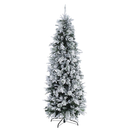 Albero di natale innevato "Dresda" Slim in PE Real touch + PP Effetto Aghi di PIno PVC + Flock